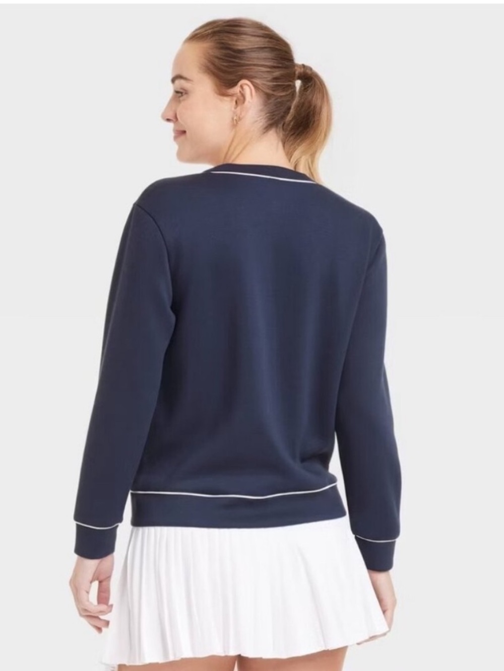all in motion Navy Set Pleated Tank Dress & Navy Cardigan Sz-L - Picture 6 of 16